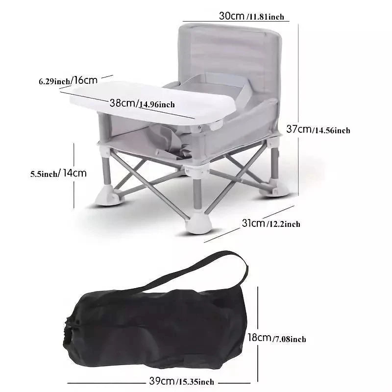 Children’s fold up heavy duty camping chairs with attachable tray for dining and carry bag included