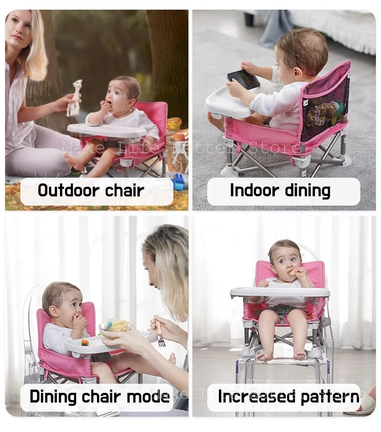 Children’s fold up heavy duty camping chairs with attachable tray for dining and carry bag included