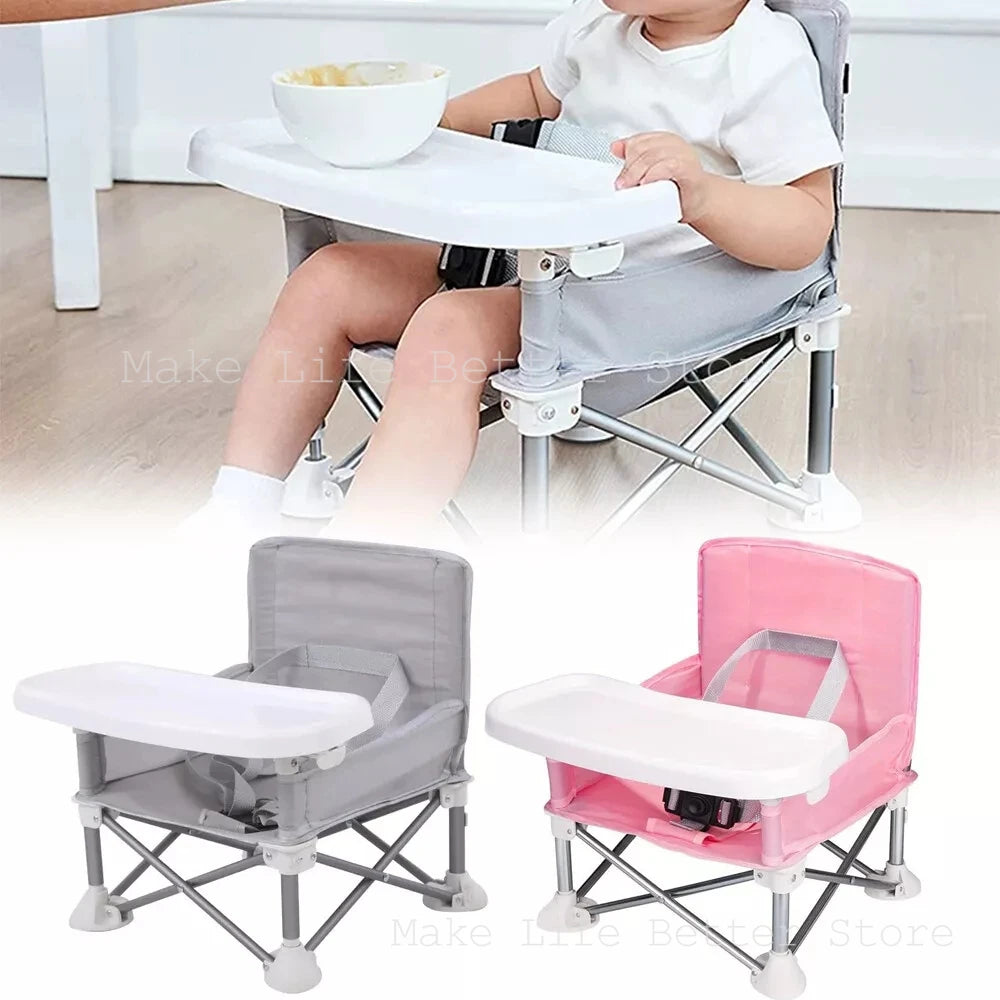 Children’s fold up heavy duty camping chairs with attachable tray for dining and carry bag included